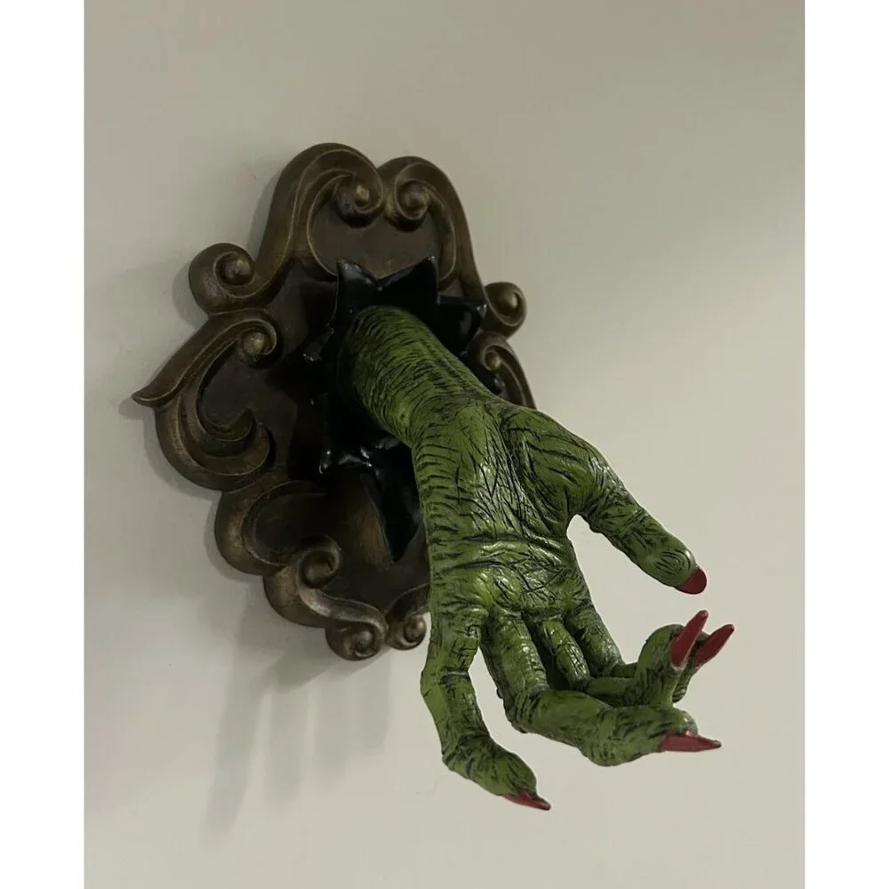 Halloween Decor Dept 56 Green Witch Hand Wall Mount Coat Hook Spooky Funny